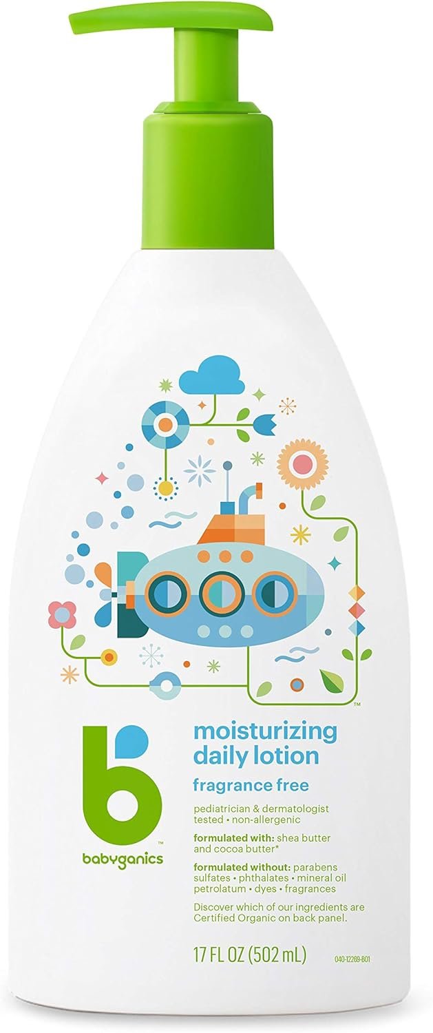 BabyGanics Daily Lotion, Fragrance Free, 17oz, Non-Allergenic, Packaging May Vary