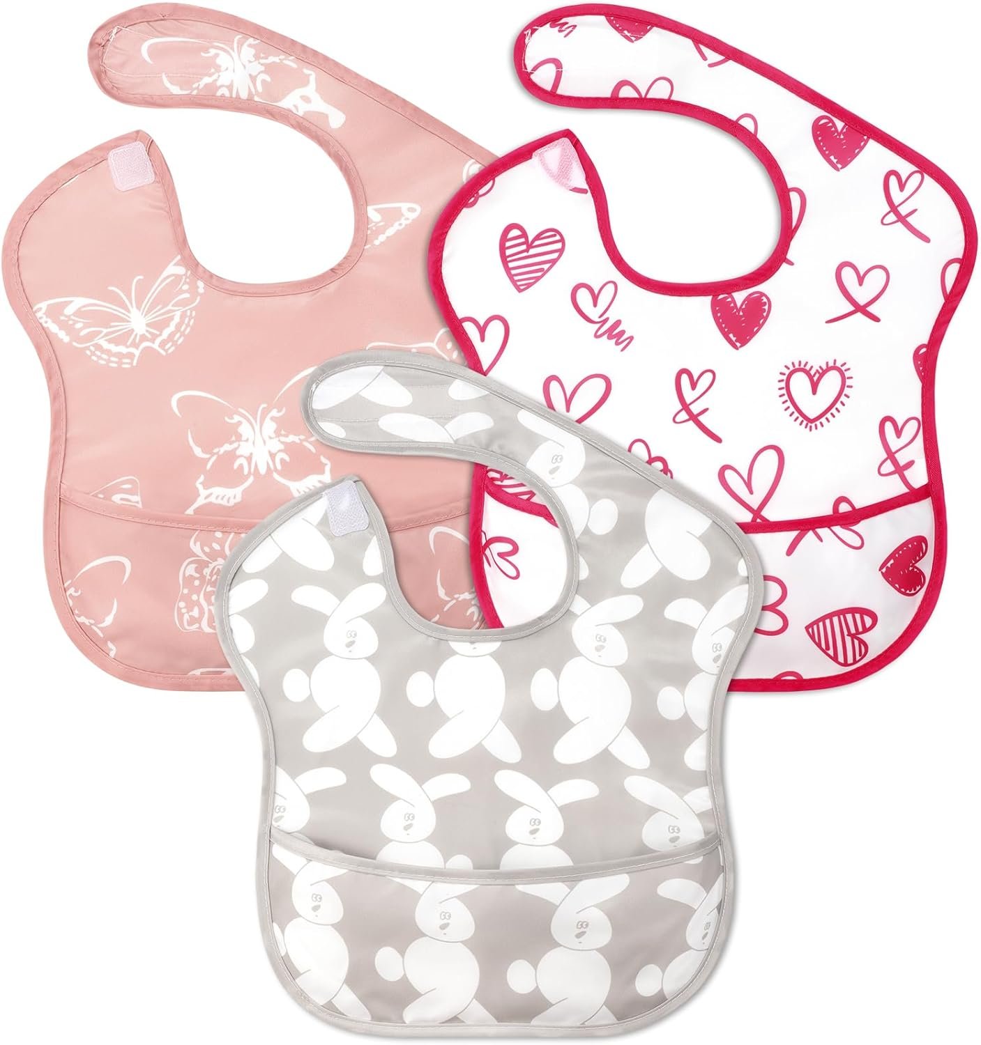 Accmor Baby Bibs for Eating, Waterproof Mess Proof Baby Toddler Bibs, Apron Smock Feeding Bibs for Girls Boys