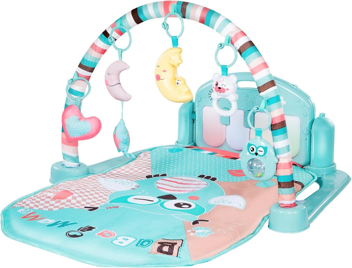 TEMI Baby Gym Toys & Activity Play Mat, Kick and Play Piano Gym Center with Music and Lights, Electronic Learning Toys for Infants, Toddlers, Newborn, Girls and Boys Ages 1 to 36 Months