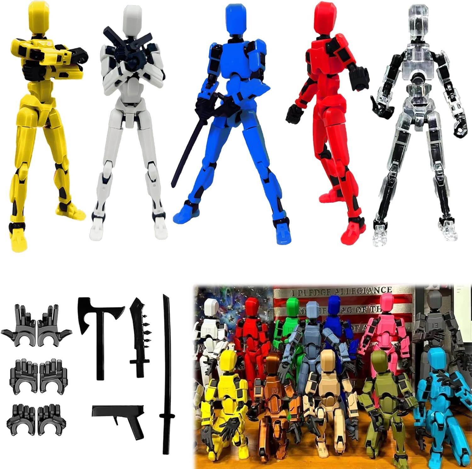 DANONI Assembly Completed Nova 13 Action Figures,Titan 13 Action Figure, 3D Printed Action Figure Set, Dummy Robot 13, Multi-Articular Action Figures for Desktop Decorations (5pcs-Assembly Completed)