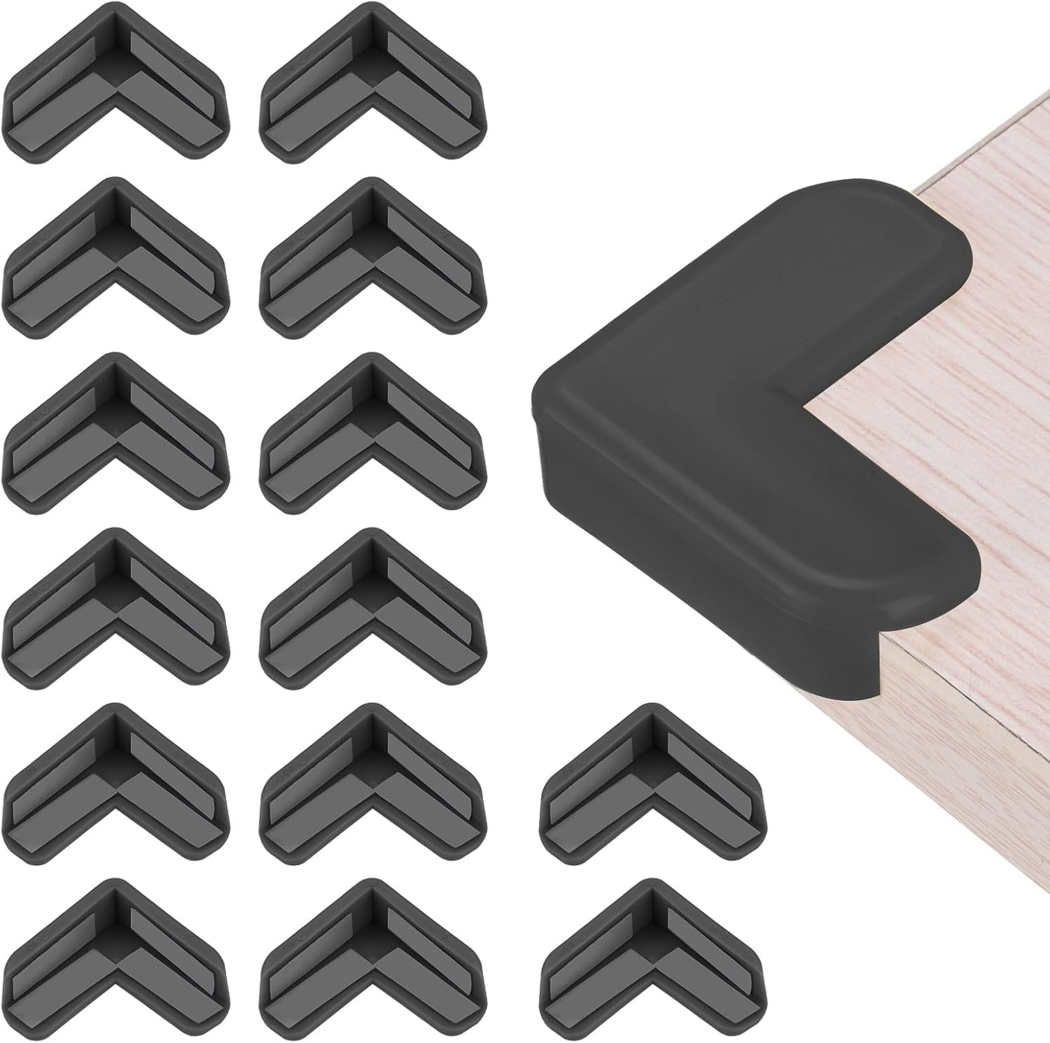 uxcell Corner Protectors, 16 Pcs Table Corner Protectors, Furniture Corner Guard and Edges Safety Bumpers for Table Edges and Sharp Corners (L-Shaped, Black)