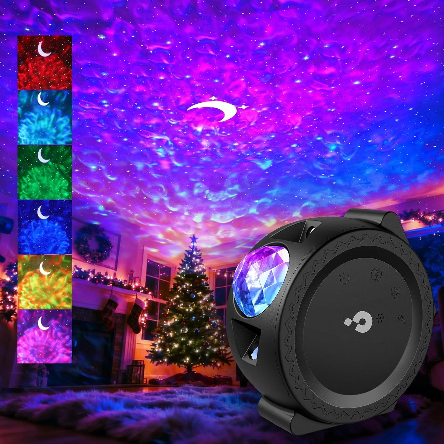 Children Gift Galaxy Projector Star Night Light – 3-in-1 Moon Star Aurora Projector for Bedroom, Clap-Activated Music Sync,14M Colors, Nursery & Adult Sleep Aid (No Music/Alexa)