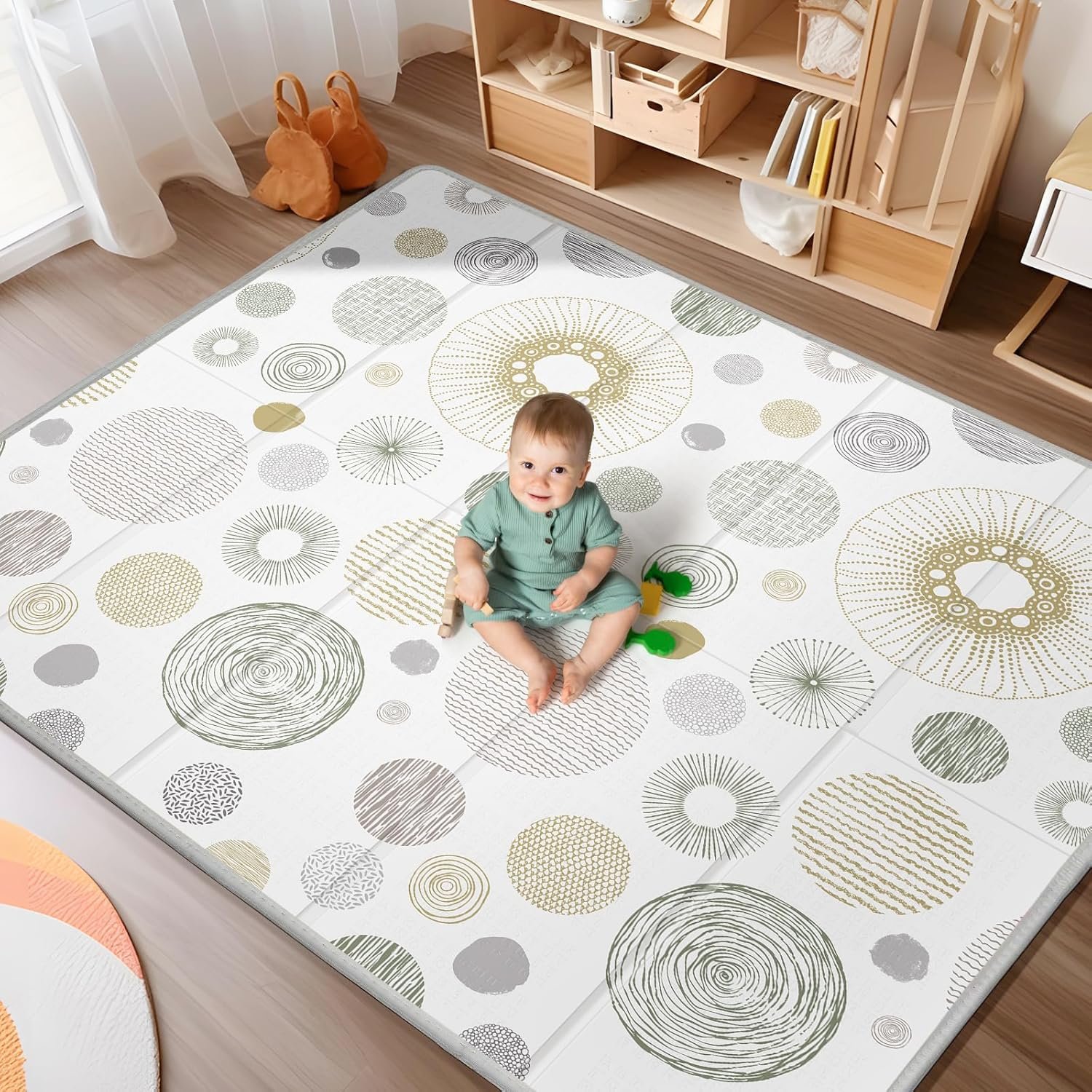 79×71 Baby Play Mat, Extra Large Baby Play Mat for Floor, Foldable Play Mats, Waterproof, Thick, Non-Toxic, Reversible Baby Floor Mat, Safe for for Babies, Infants and Toddlers, Indoor/Outdoor Use
