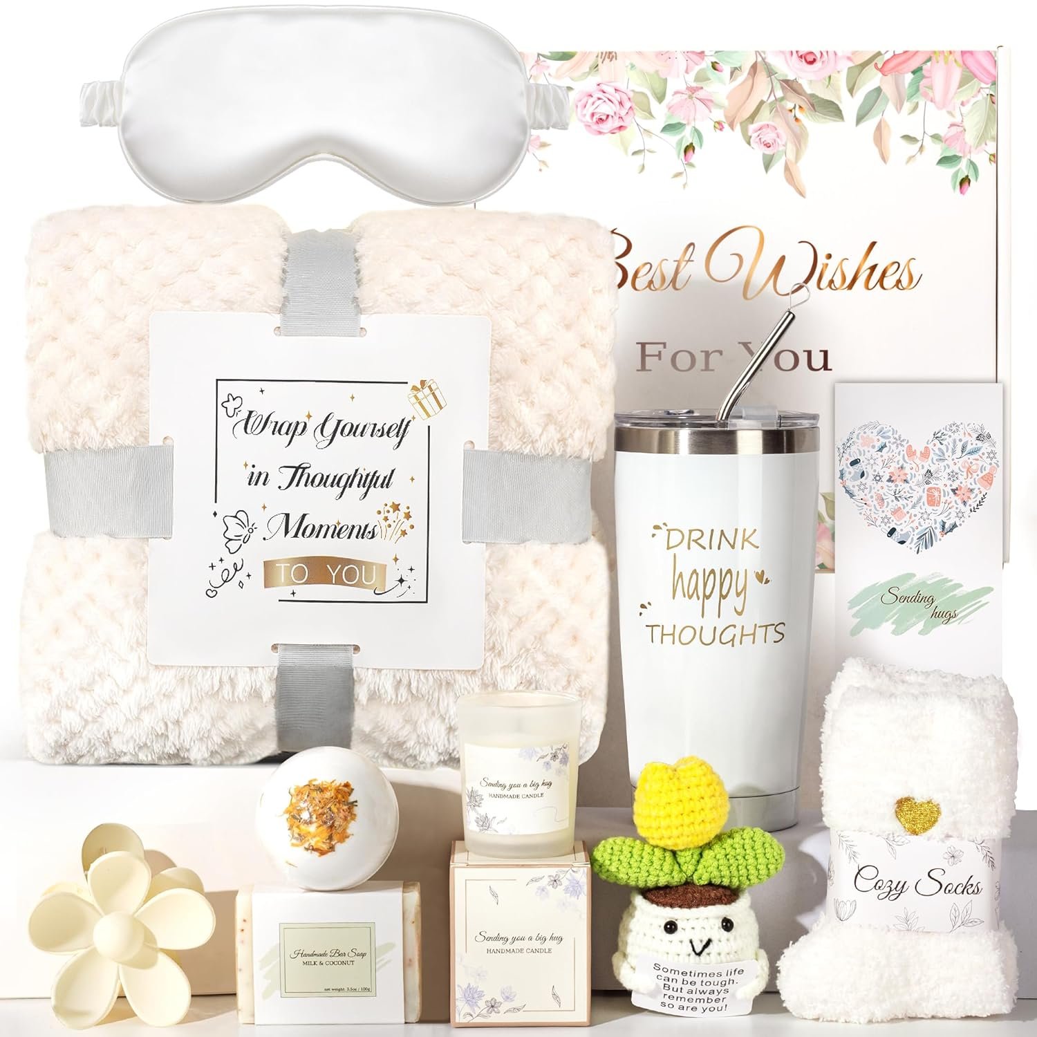Get Well Gifts Set for Women,Self-Care Gift Set for Women, Get Well Soon Gift Baskets, Spa Unique Birthday Gifts Box Feel Better Care Package, Thinking of You Gifts for Mom,Wife,Sister,Girlfriend