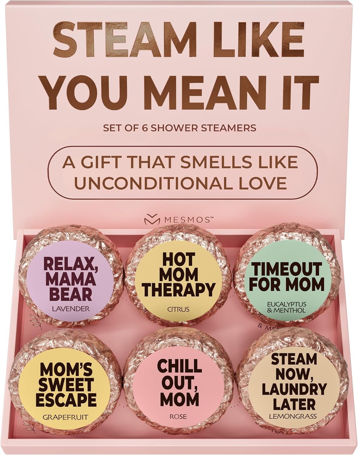 MESMOS 6 Assorted Shower Steamers Aromatherapy, Gifts for Moms Who Have Everything, Birthday Presents, Good Things & Unique Gifts for Mom from Daughter & Son, Relaxation Self Care Mom Gift Items