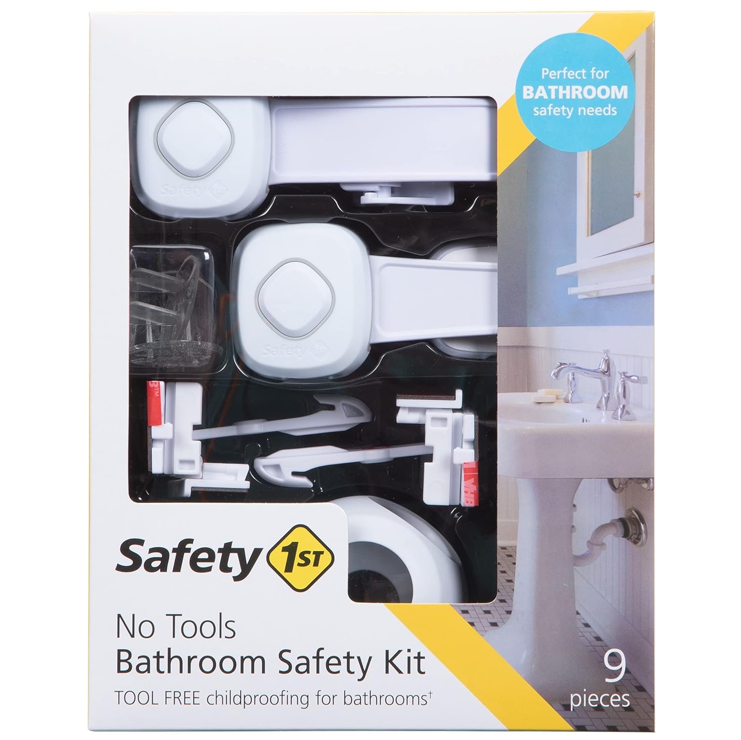 Safety 1st Room Solutions: No-Tools Baby Proof Deluxe Bathroom Safety Kit – Includes Locks for Toilet, Cabinet, Drawers, and More