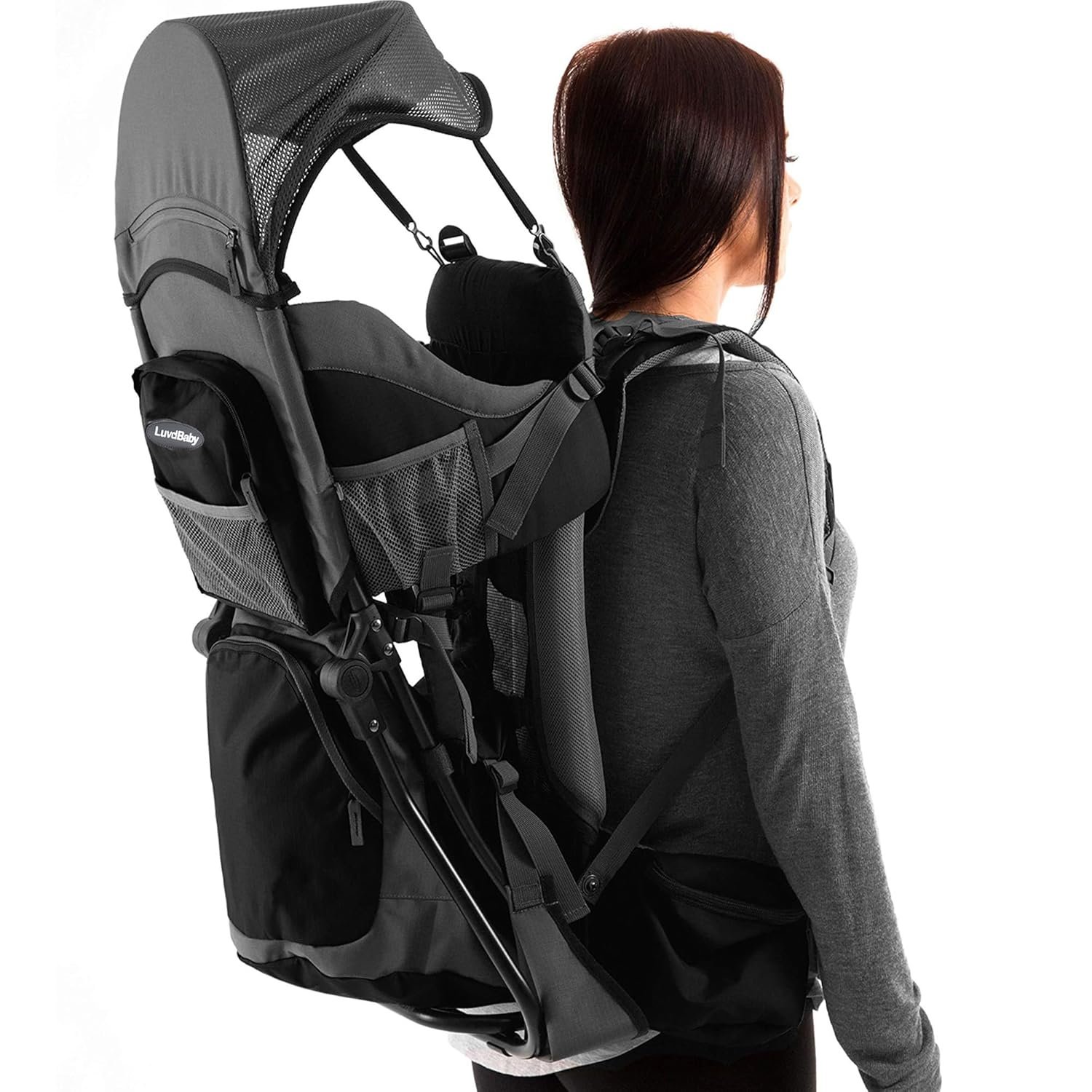 Hiking Baby Carrier Backpack – Comfortable Toddler/Baby Backpack Carrier System with Diaper Change Pad, Insulated Pocket + Rain and Sun Hood to Protect Your Child