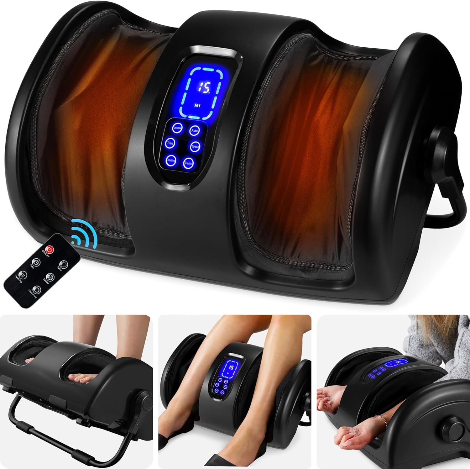 Best Choice Products Heated Shiatsu Foot Massager for Pain Relief, Plantar Fasciitis, Neuropathy, Blood Circulation w/Compact Design – Satin Black