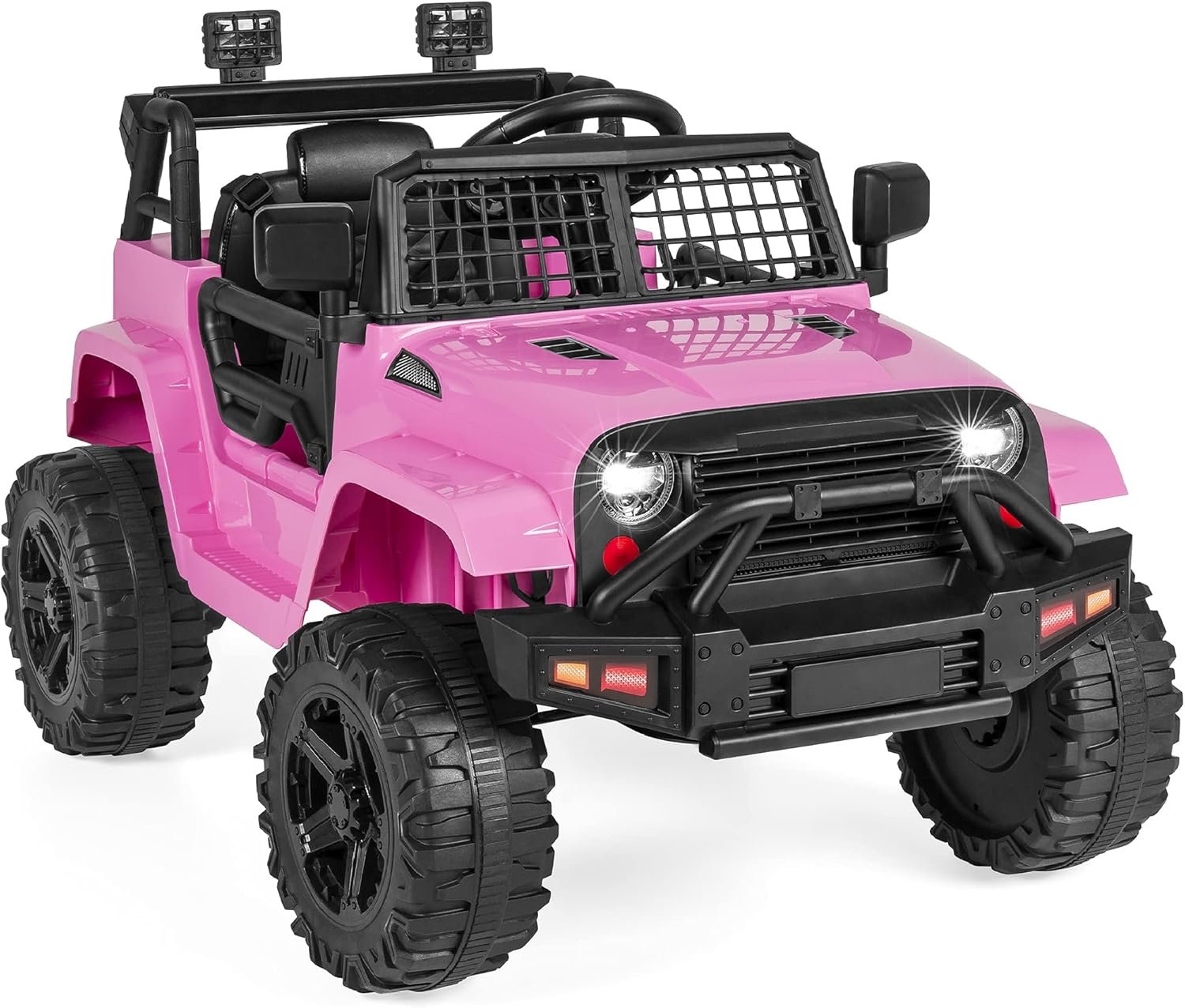 Best Choice Products 12V Kids Electric Vehicle Toy Ride On Car with Parent Remote Control for Toddlers, Seat Harness, 61 lbs Weight Capacity, Locking Doors, Spring Suspension, Bluetooth – Pink