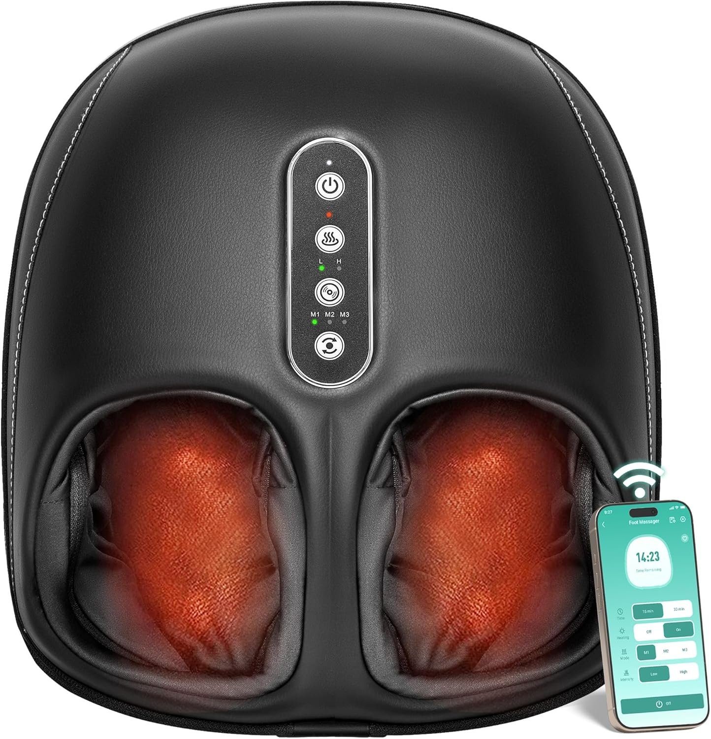 Nekteck Shiatsu Foot Massager with Heat, Foot Massager Machine for Plantar Fasciitis, Neuropathy Pain, Deep Kneading, Air Compression, Remote APP Control, Gifts for Mom Her Him, Fits Up to 13″