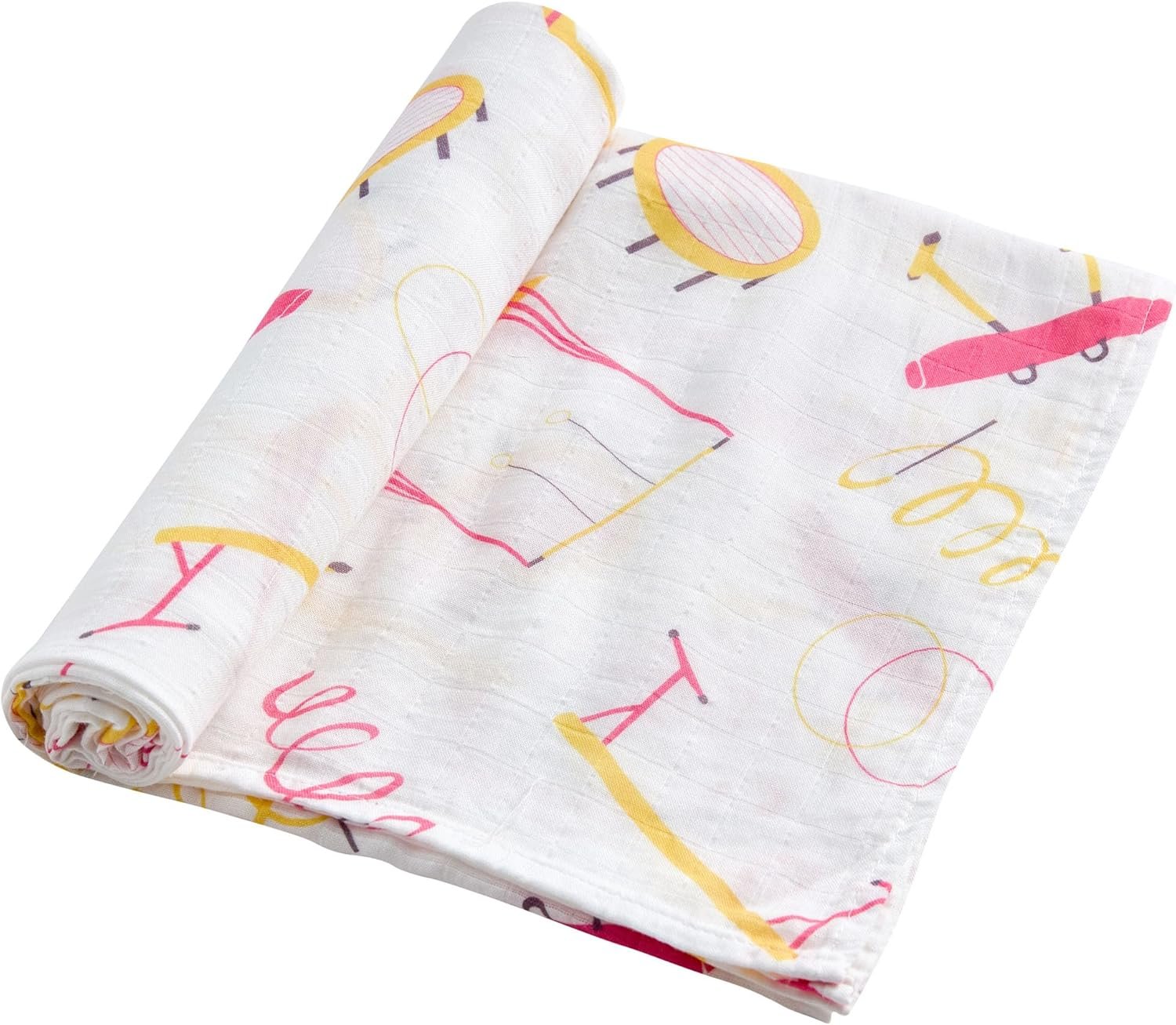 Muslin Swaddle Blankets for Newborn, Large 47″x47″ Soft Breathable Bamboo Cotton Baby Blanket, Lightweight Receiving Blanket for Boys and Girls, Grace Motion