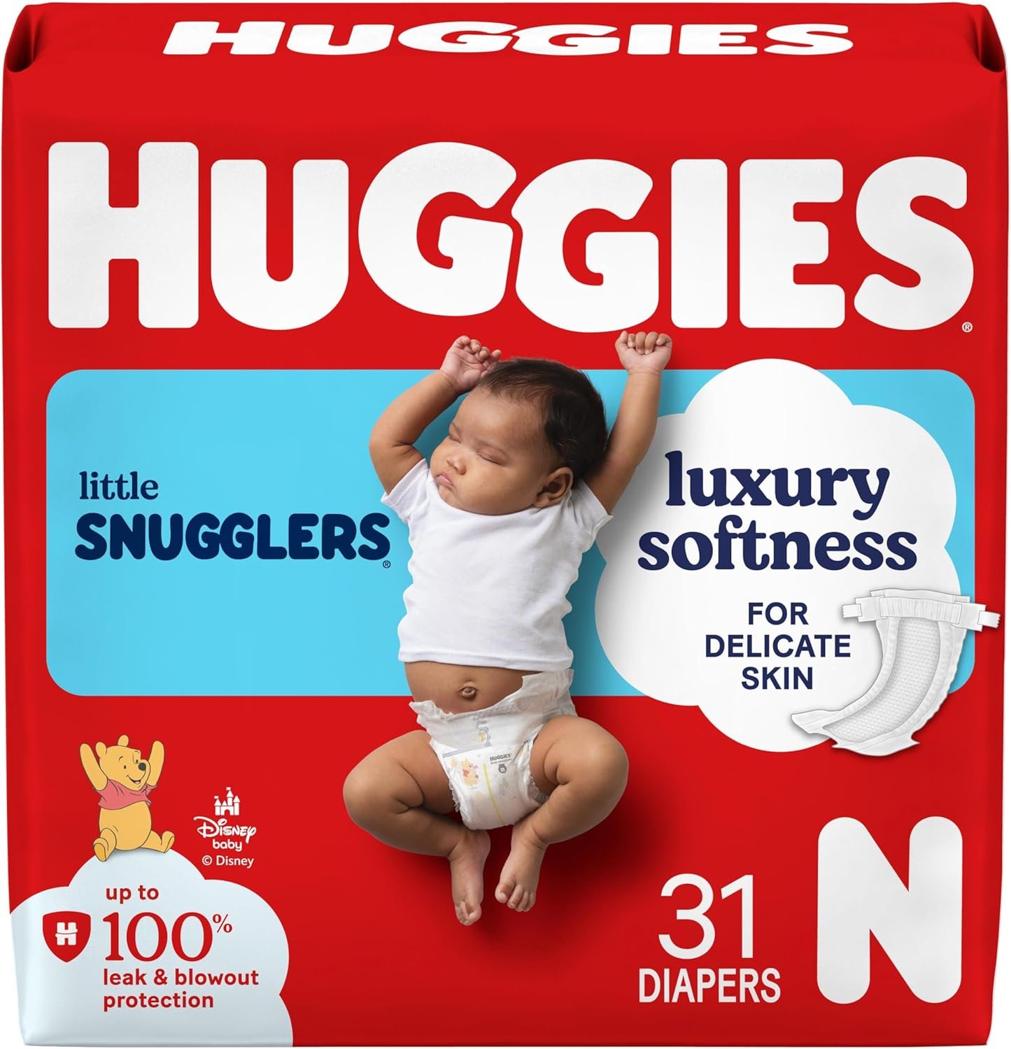 Huggies Size Newborn Diapers, Little Snugglers Baby Diapers, Size Newborn (up to 10 lbs), 31 Count, Packaging May Vary